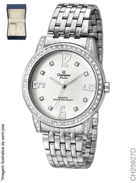 Relógio Champion CH25927D feminino prateado mostrador branco