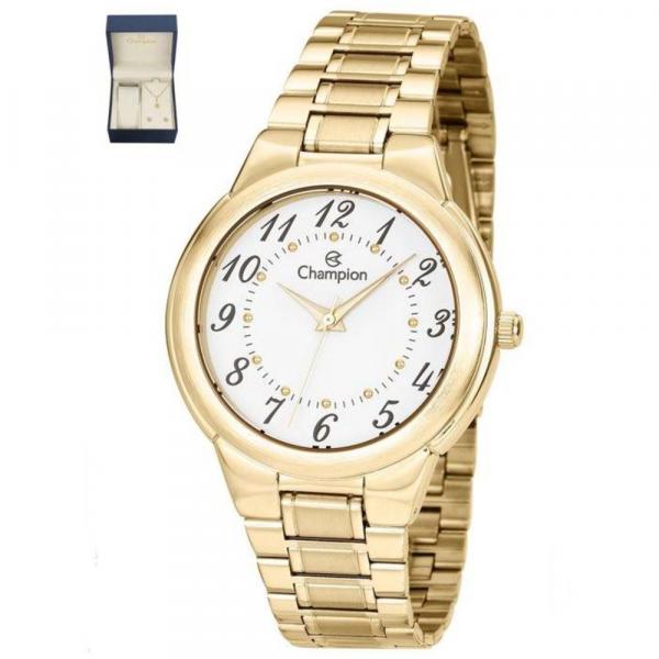 Relógio Champion CH22368W Feminino Dourado Mostrador Branco