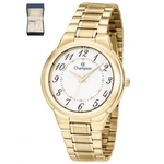 Relógio Champion CH22368W feminino dourado mostrador branco