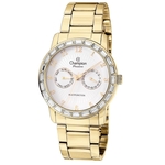 Relógio Champion CH38422D multifunção feminino dourado mostrador branco