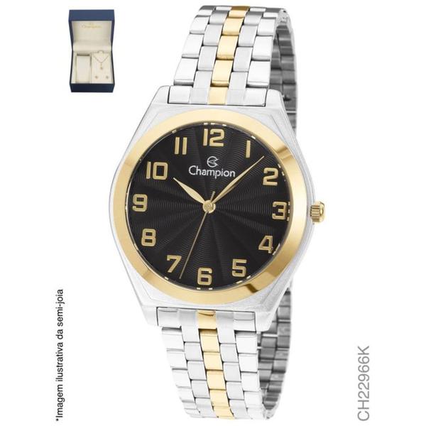 Relógio Champion CH22966K Feminino Bicolor Prata/dourado Mostrador Preto