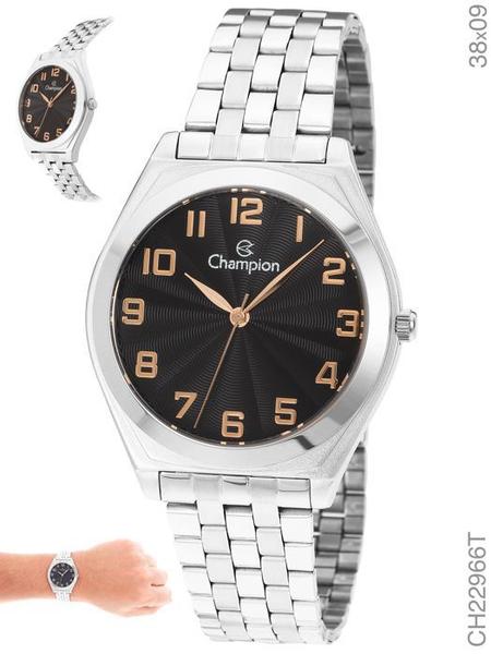 Relógio Champion CH22966T unissex prateado mostrador preto