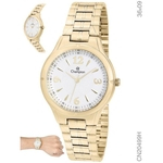 Relógio Champion CN20499H unissex dourado mostrador branco
