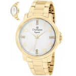 Relógio Champion CN25565H feminino dourado mostrador branco