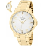 Relógio Champion CN25565H feminino dourado mostrador branco