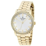 Relógio Champion CN25798H feminino dourado mostrador prateado