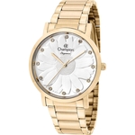 Relógio Champion CN25878H feminino dourado mostrador prateado