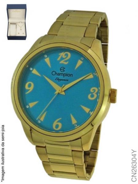 Relógio Champion CN26304Y Feminino Dourado Mostrador Azul