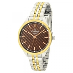 Relógio Champion CN27527O feminino bicolor dourado/prateado mostrador marrom