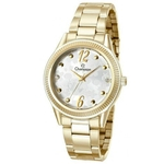 Relógio Champion CN29570W feminino dourado mostrador branco/prata