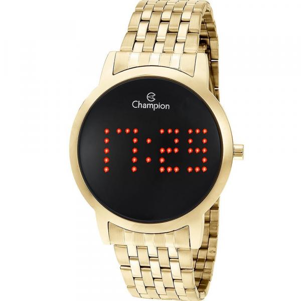Relógio Champion Dourado Digital Led Vermelho Ch40008v