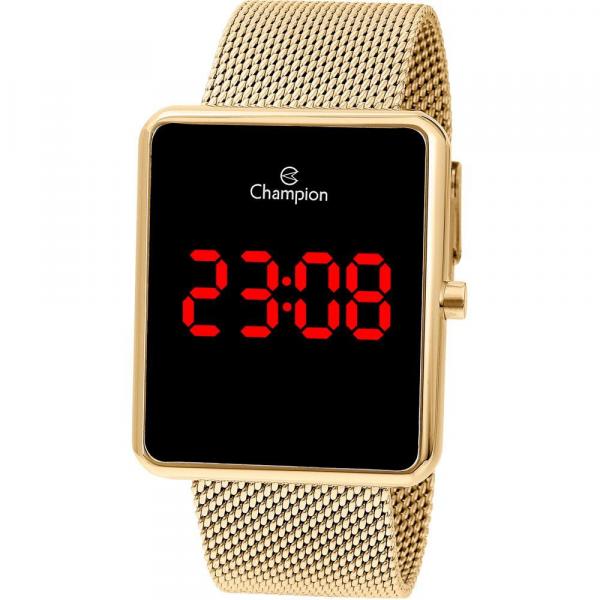 Relógio Champion Digital CH40080V Dourado Digital 3 Atm Cristal Mineral Tamanho Grande