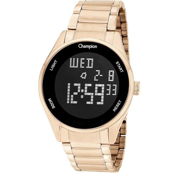 Relógio Champion Digital CH40231Z Dourado Digital 5 Atm Cristal Mineral Tamanho Grande