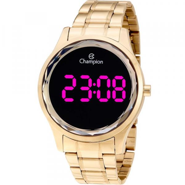 Relógio Champion Digital CH48019H Dourado Digital 5 Atm Cristal Mineral Tamanho Médio