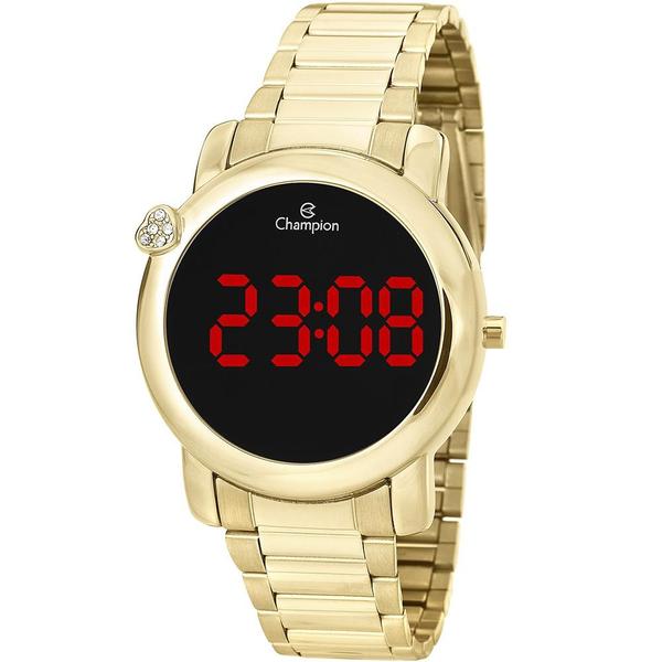 Relógio Champion Digital CH48064H Dourado Digital 5 Atm Cristal Mineral Tamanho Médio