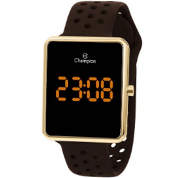 Relógio Champion Digital Led Dourado e Marrom Escuro CH40081Y