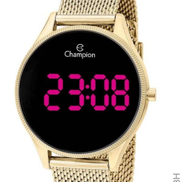 Relogio Champion Dourado Digital Led Rosa Ch40133h