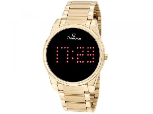 Relógio Champion Dourado Digital Led Vermelho Ch40053v Novo