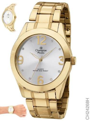 Relógio Champion Dourado Feminino Ch24268h Original Top