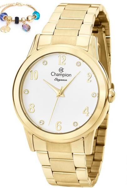 Relógio Champion Dourado Feminino + Pulseira CN26751S