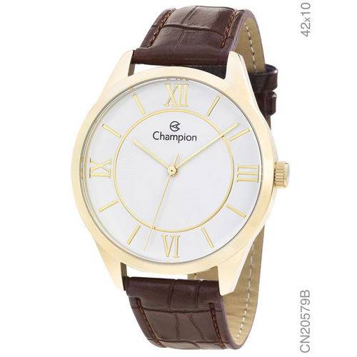 Relógio Champion Dourado Pulseira de Couro Cn20579b