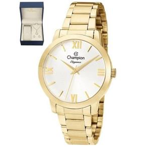 Relógio Champion Elegance Dourado Cn25403w + Kit Semijoias
