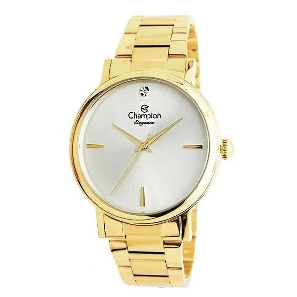 Relógio Champion Elegance Dourado Feminino Fundo Branco