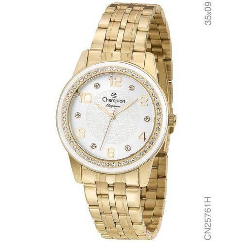 Relógio Champion Elegance Feminino Dourado Branco Cn25761h