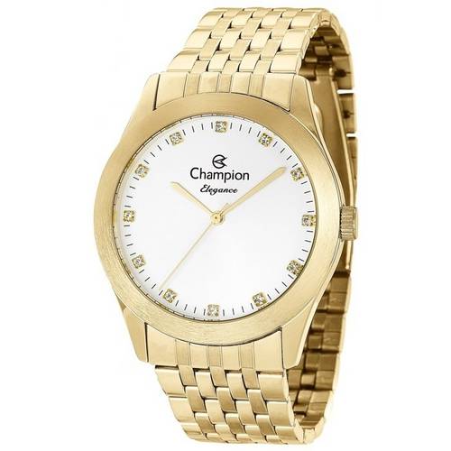 Relógio Champion Elegance Feminino Dourado Strass Cn26742h