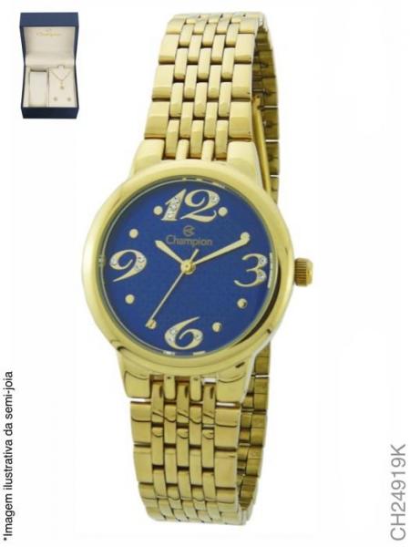 Relógio Champion Feminino Azul + Kit CH24919K