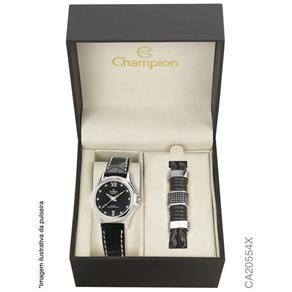 Relógio Champion Feminino CA20554X Couro Preto + Pulseira