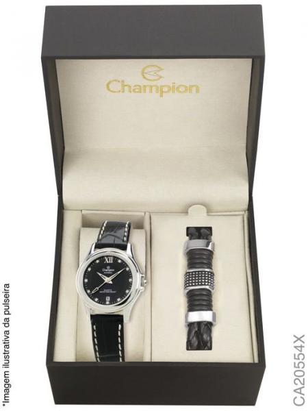 Relógio Champion Feminino CA20554X Couro Preto + Pulseira