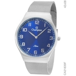 Relogio Champion CA21839F SLIM Analógico Prata Mostrador Azul