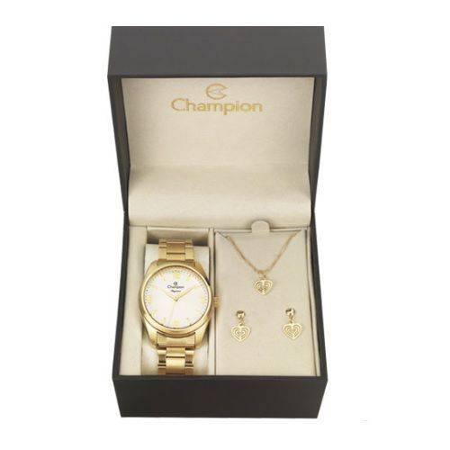 Relógio Champion Feminino Cn26046w + Colar e Brincos