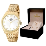 Relógio Champion Feminino CN26251W + Conjunto De Brincos E Colar