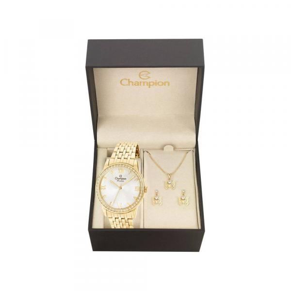 Relógio Champion Feminino Cn27901w + Conjunto de Colar e Brincos