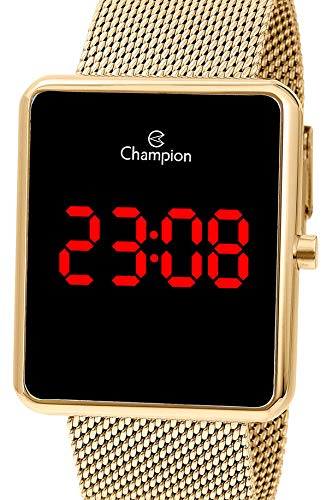 Relógio Champion Feminino Digital LCD Dourado Quadrado CH40080V