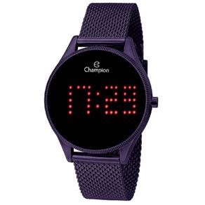 Relógio Champion Feminino Digital Led Ch40026L Roxo Negativo