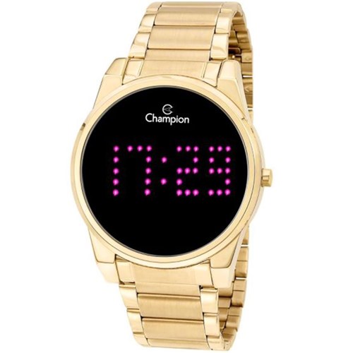 Relógio Champion Feminino Digital Led Dourado e Rosa Ch40053h