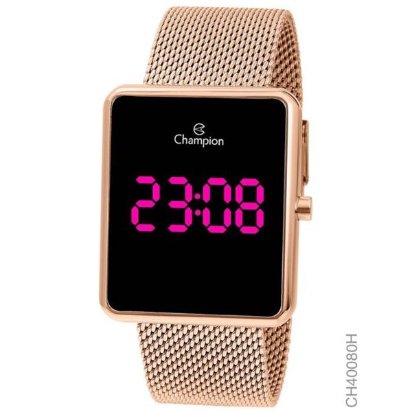 Relógio Champion Feminino Digital Led Quadrado Rosé Ch40080h