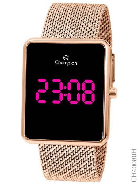 Relógio Champion Feminino Digital LED Quadrado Rosé CH40080H