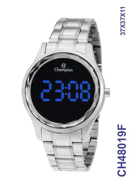 Relógio Champion Feminino Digital Prata Led Azul CH48019F