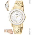 Relogio Champion Feminino Dourado Banhado CN24048H