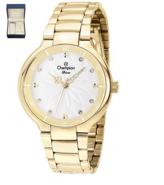 Relogio Champion Feminino Dourado Cn25234w + Pulseira Berloque