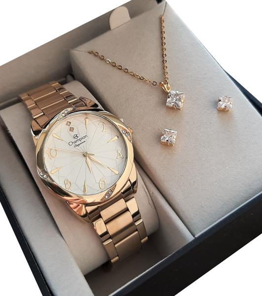Relógio Champion Feminino Dourado CN25967W Banhado Ouro 18k Garantia P D'água Nf Original