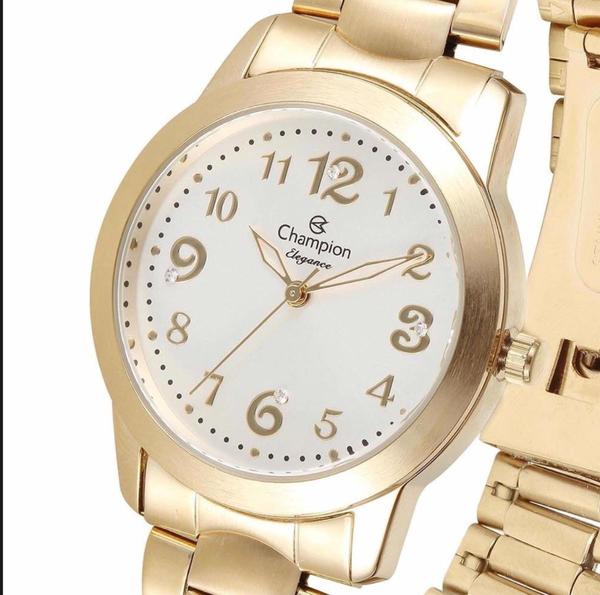 Relogio Champion Feminino Dourado Cn26500w + Pulseira Berloque