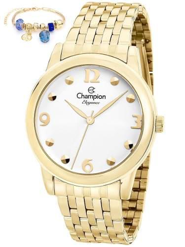 Relogio Champion Feminino Dourado Cn26813s Mais Berloque