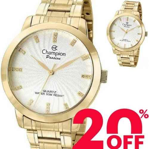 Relogio Champion Feminino Dourado Cn29276h Original Promoção