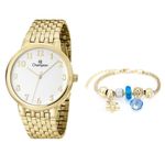 Relógio Champion Feminino Dourado Cn29911s+ Pulseira Berloque