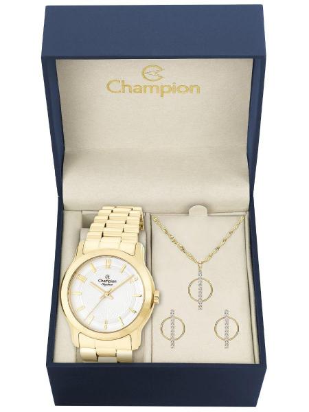 Relógio Champion Feminino Dourado com Kit Folheado Cn25047w